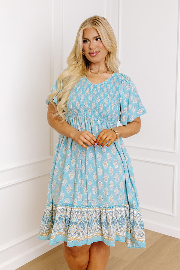 Charming Walk Smocked Midi Curves