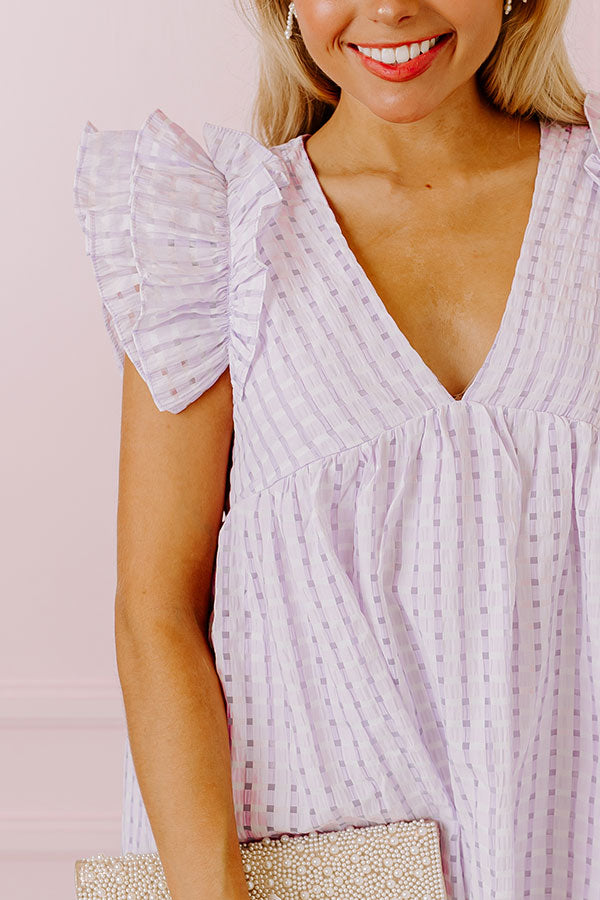 Spring It On Gingham Babydoll Romper In Lavender