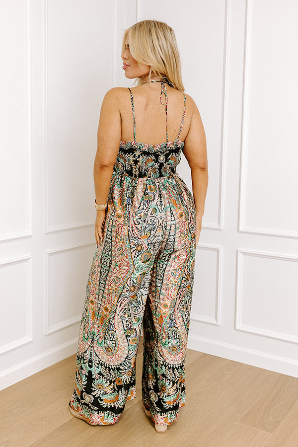 Sweetest Gesture Paisley Jumpsuit in Black Curves