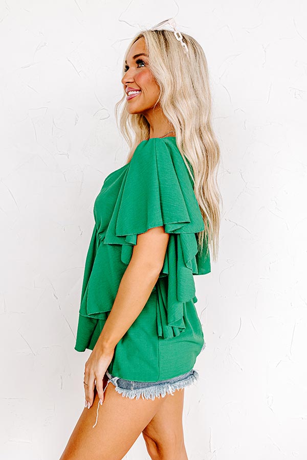 Happy Hideaway Babydoll Top In Green