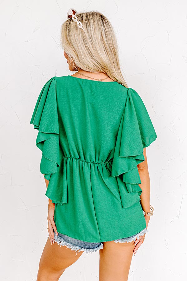 Happy Hideaway Babydoll Top In Green