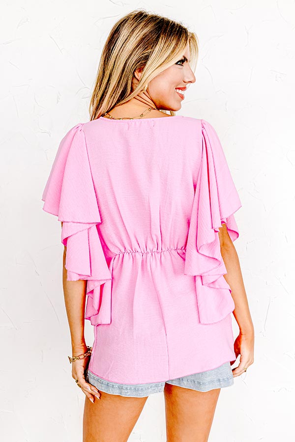 Happy Hideaway Babydoll Top In Pink