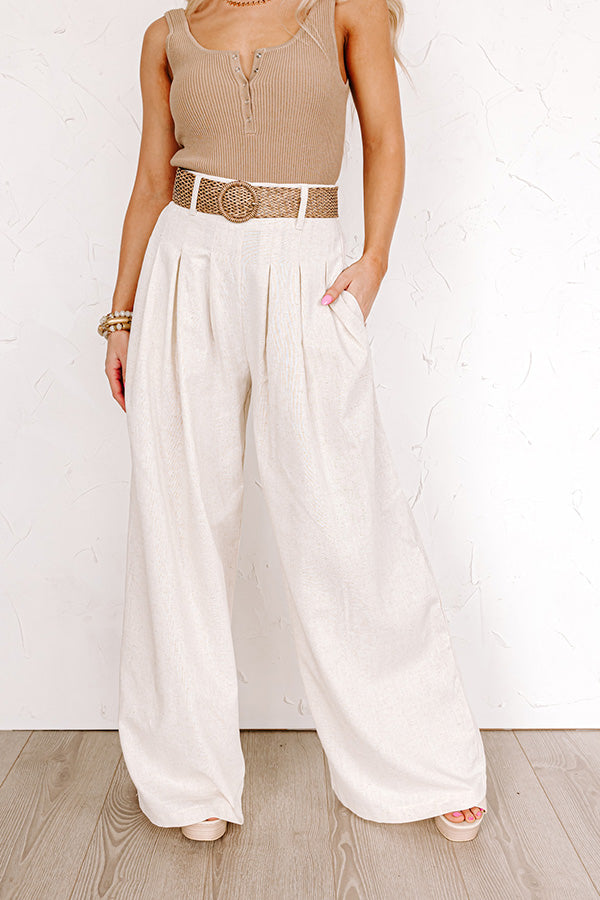 The Maris High Waist Linen-Blend Trousers In Stone