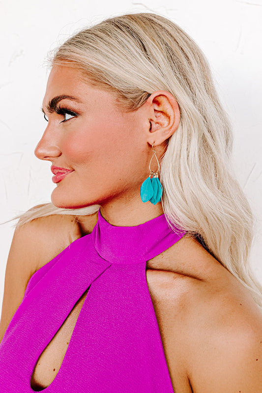 Signature Look Feather Earrings In Teal