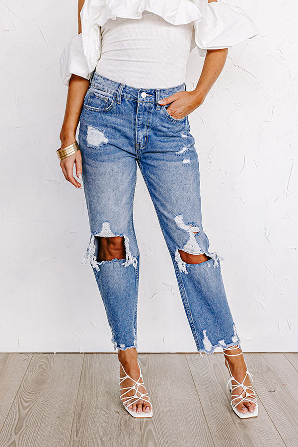 The Beatriz High Waist Distressed Straight Leg Jean
