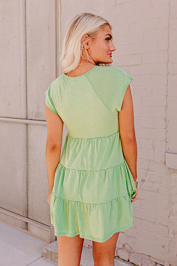Calm Retreat Babydoll Dress In Lime