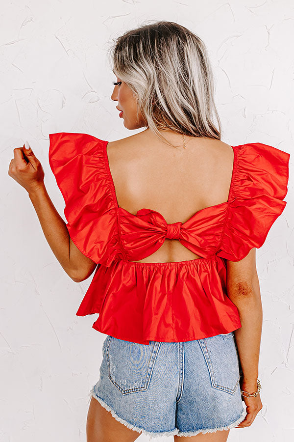 Stay Here Awhile Peplum Top In Red