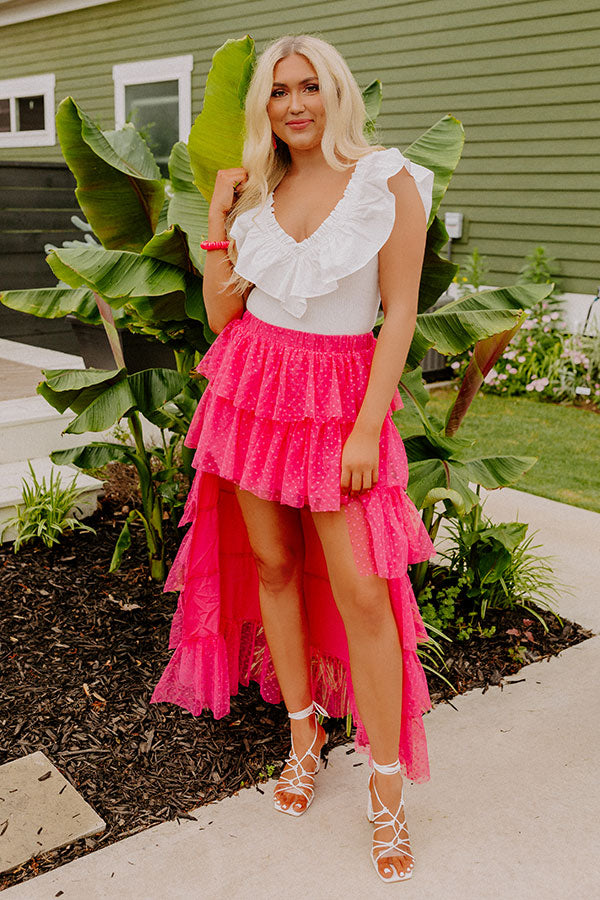 Ideally Yours Tulle High-Low Skirt In Pink
