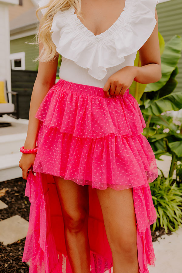 Ideally Yours Tulle High-Low Skirt In Pink