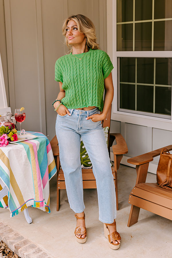 Meet Your Destiny Knit Top In Kelly Green