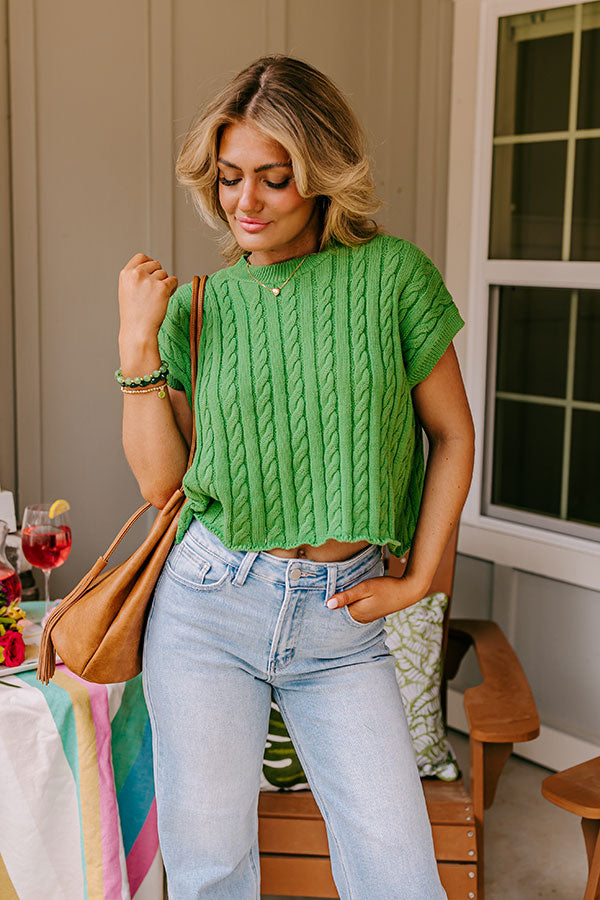 Meet Your Destiny Knit Top In Kelly Green
