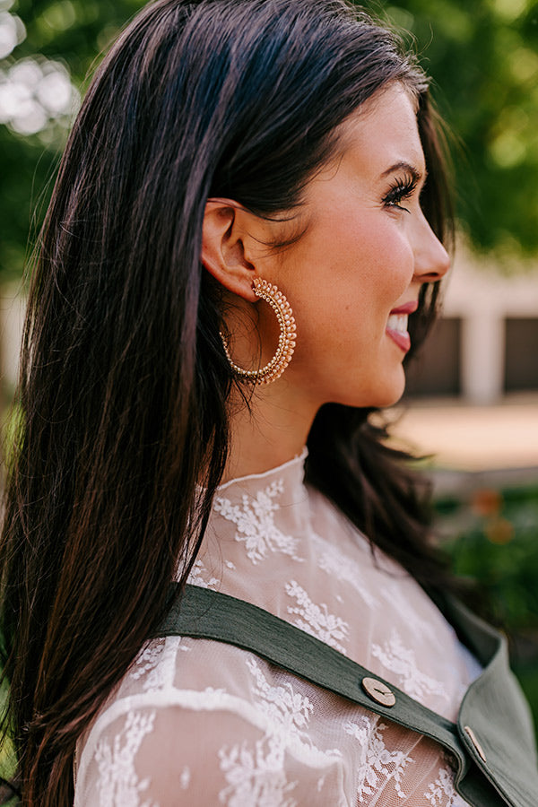 Humming Sweetly Hoop Earrings In Champagne