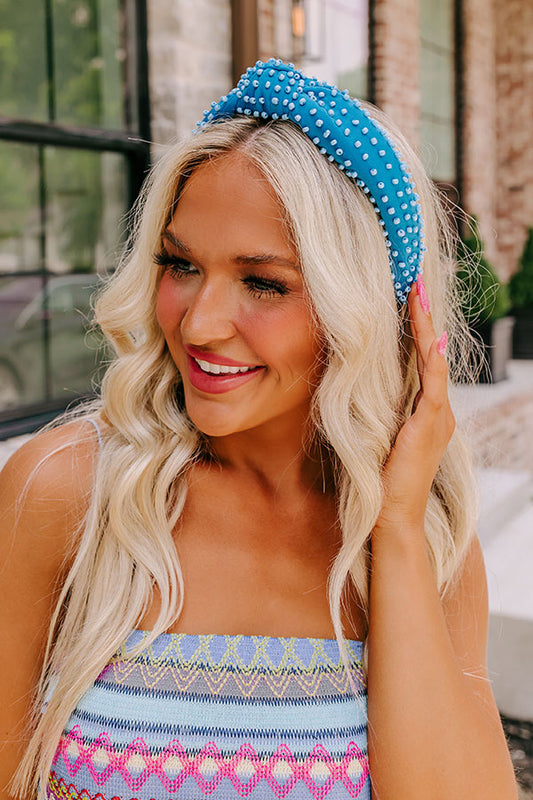Humming Sweetly Embellished Headband In Ocean Blue