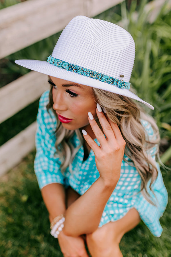 Out For Brunch Woven Hat In Turquoise