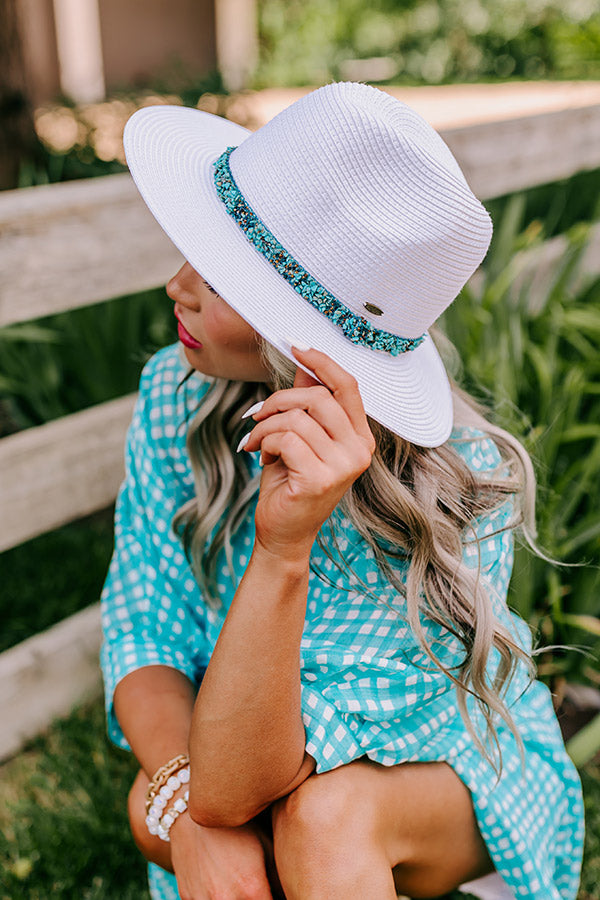 Out For Brunch Woven Hat In Turquoise