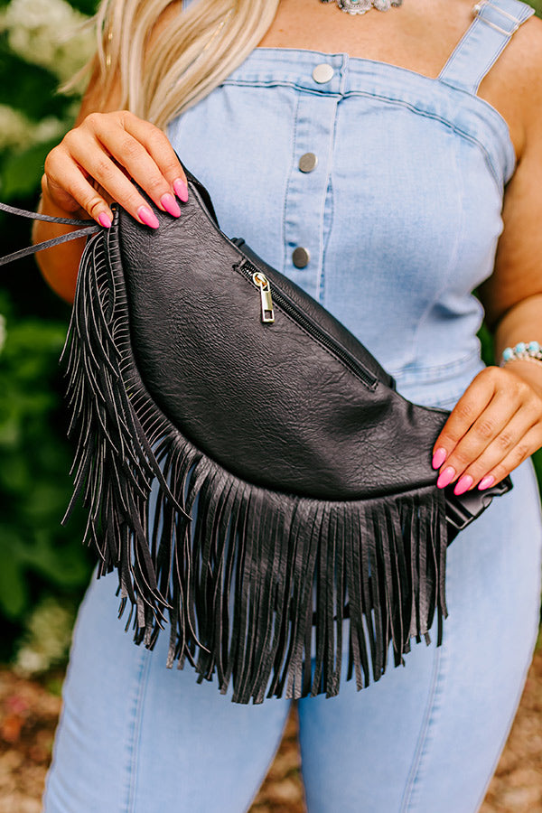 Trip Of My Life Fringe Fanny Pack In Black