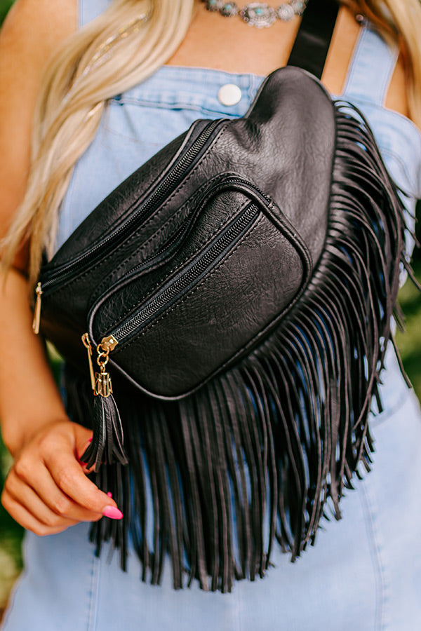 Trip Of My Life Fringe Fanny Pack In Black