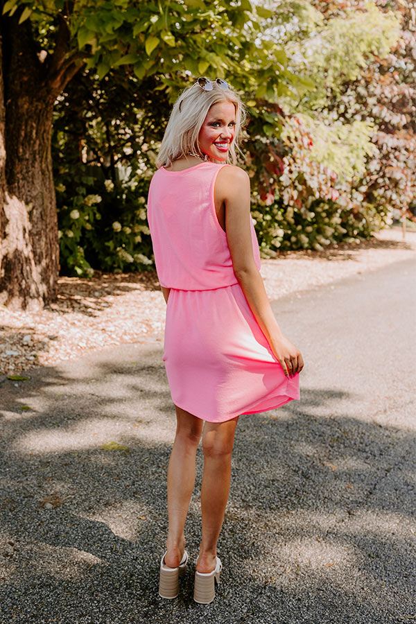Ivy League Style Dress In Neon Pink