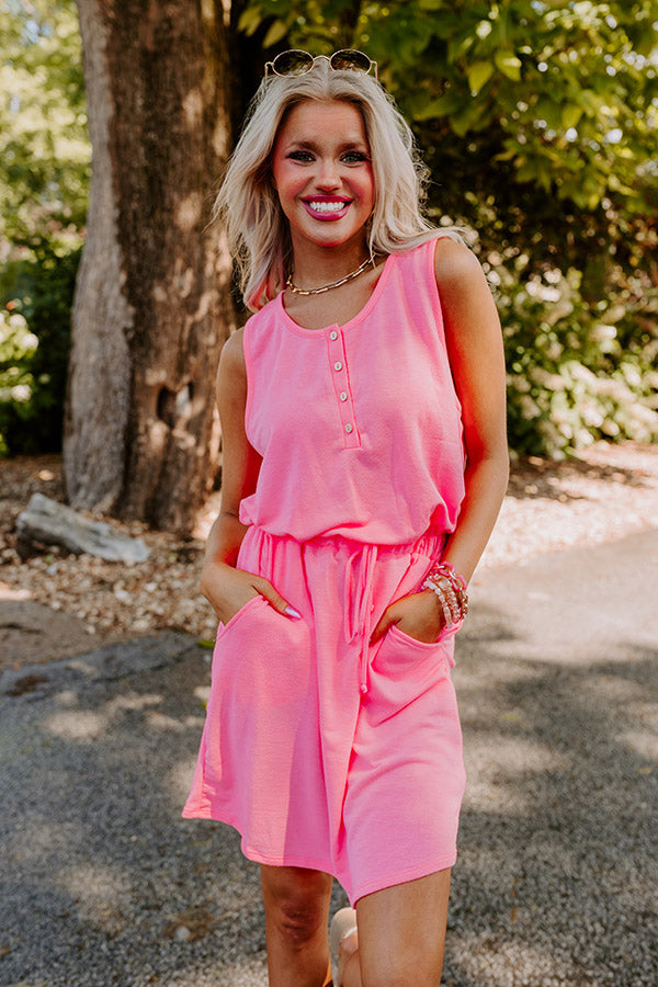 Ivy League Style Dress In Neon Pink