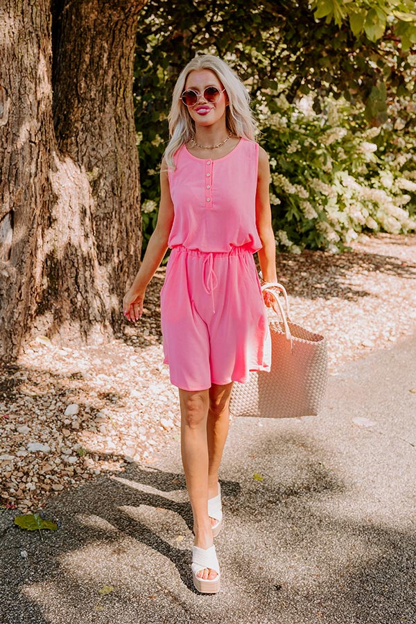 Ivy League Style Dress In Neon Pink