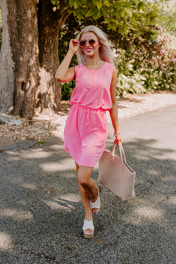 Ivy League Style Dress In Neon Pink