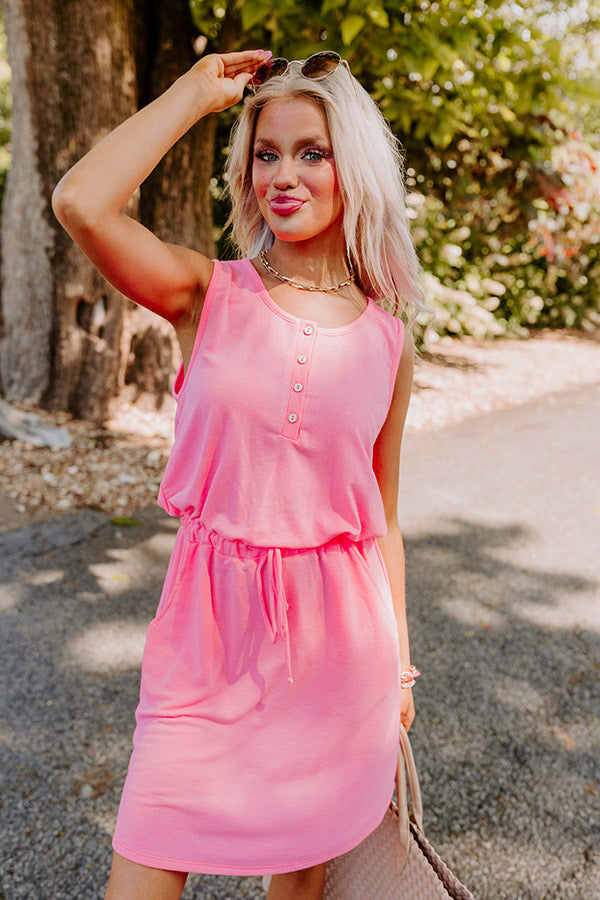 Ivy League Style Dress In Neon Pink