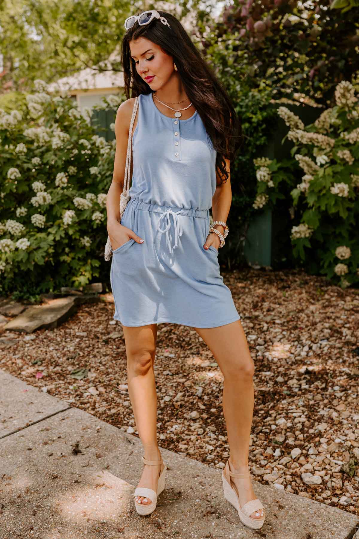 Ivy League Style Dress In Airy Blue