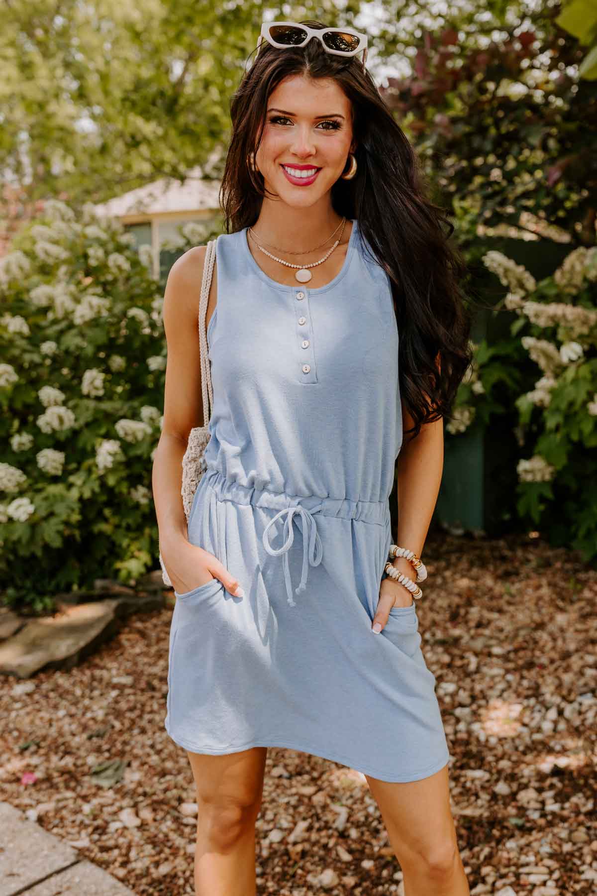 Ivy League Style Dress In Airy Blue