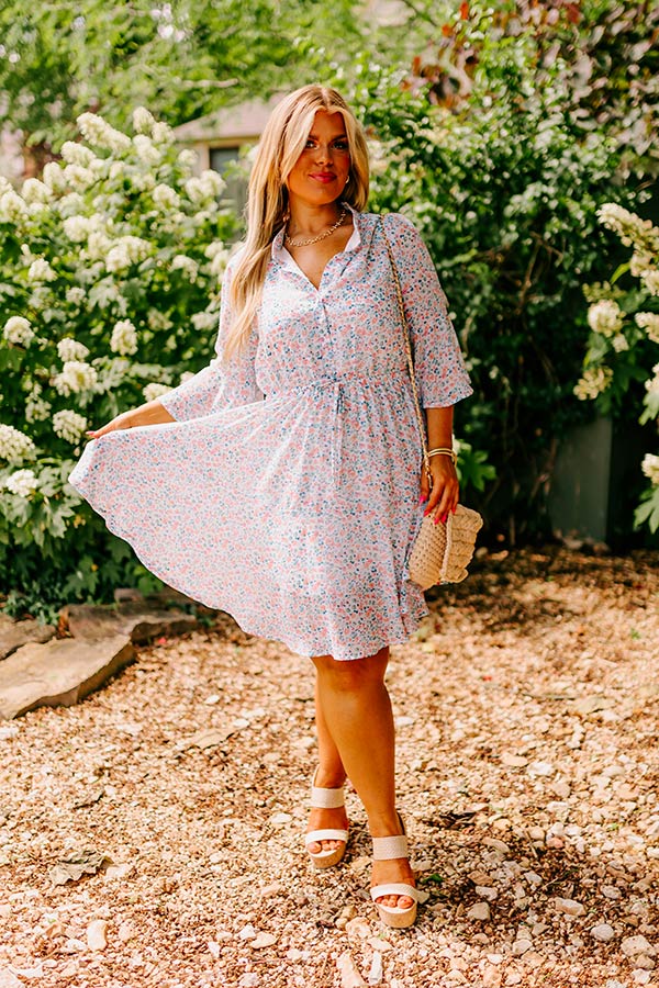 Headed Down Memory Lane Dress In Sky Blue Curves
