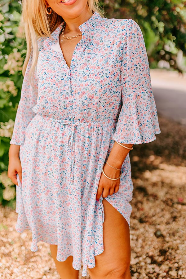 Headed Down Memory Lane Dress In Sky Blue Curves