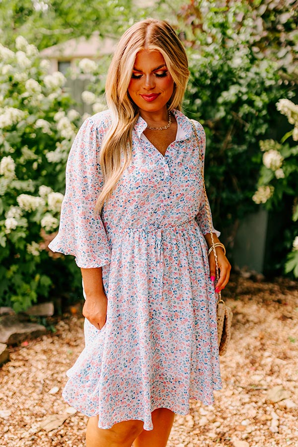 Headed Down Memory Lane Dress In Sky Blue Curves