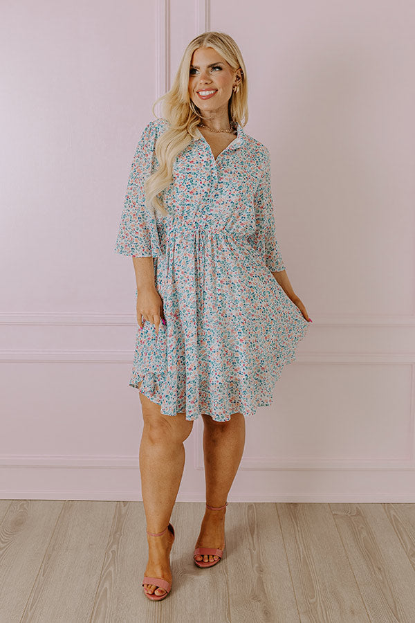 Headed Down Memory Lane Dress In Sky Blue Curves