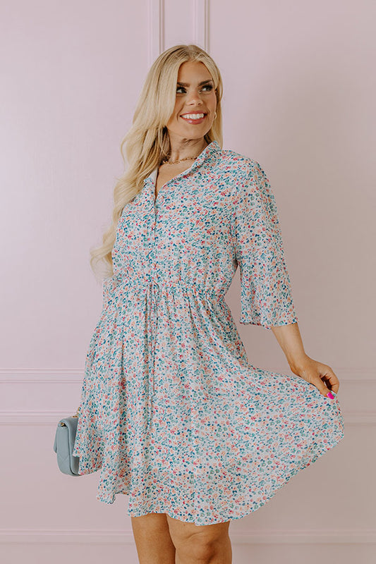 Headed Down Memory Lane Dress In Sky Blue Curves