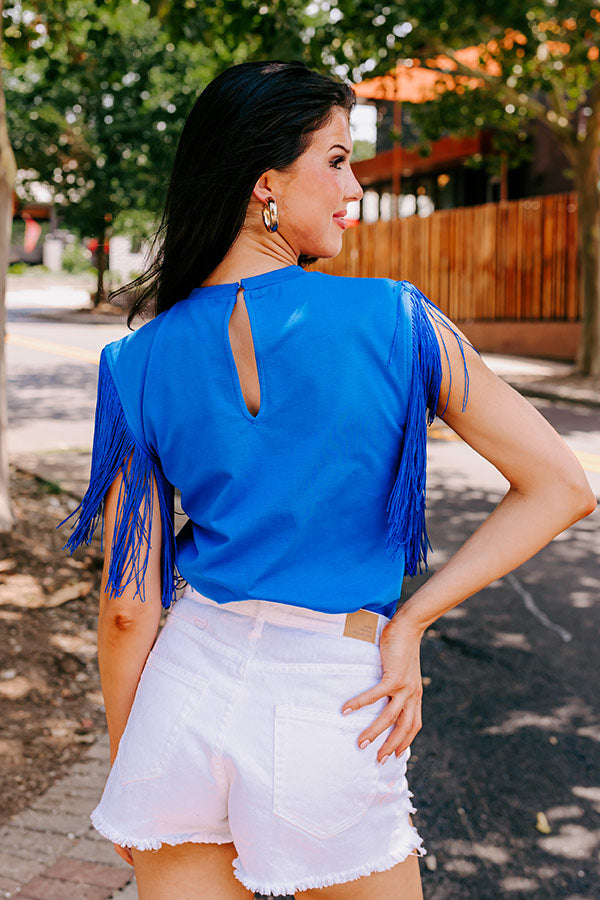 Midwest Weekend Fringe Top In Royal Blue