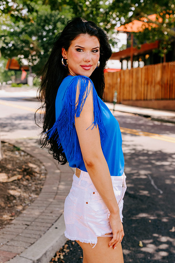 Midwest Weekend Fringe Top In Royal Blue