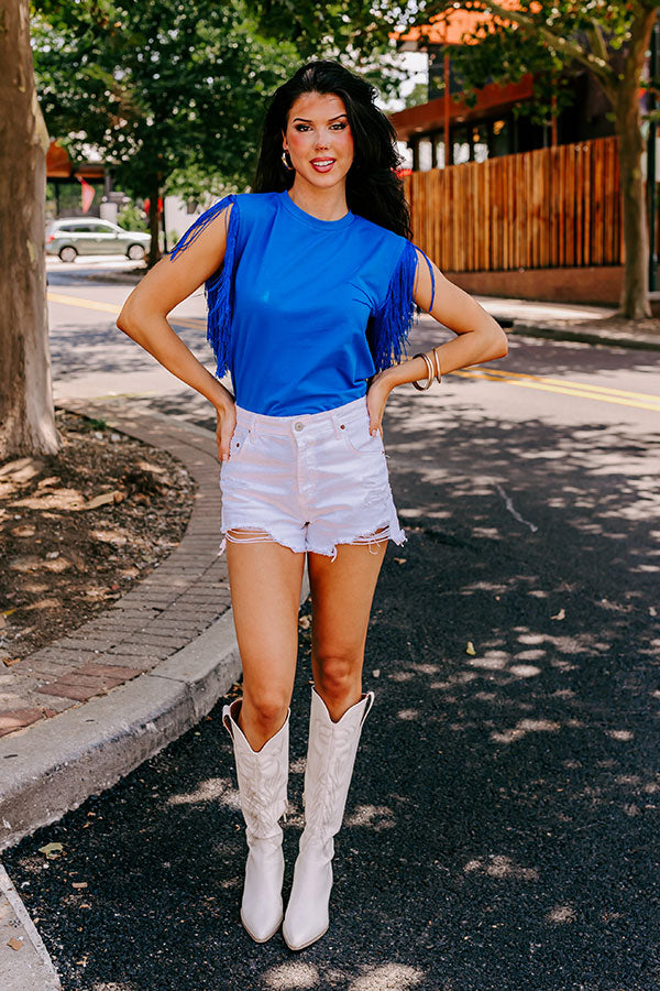 Midwest Weekend Fringe Top In Royal Blue