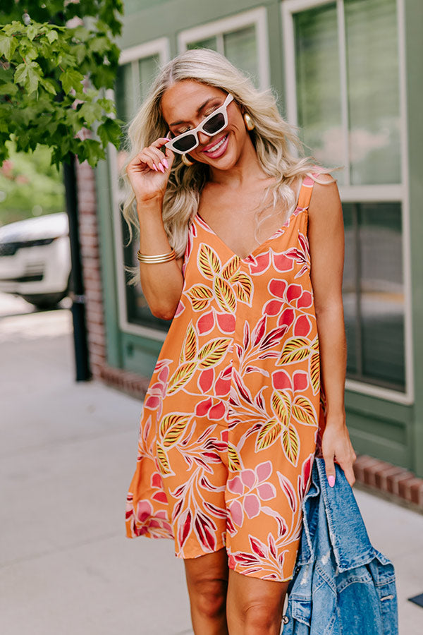Blossom Bliss Mini Dress In Orange