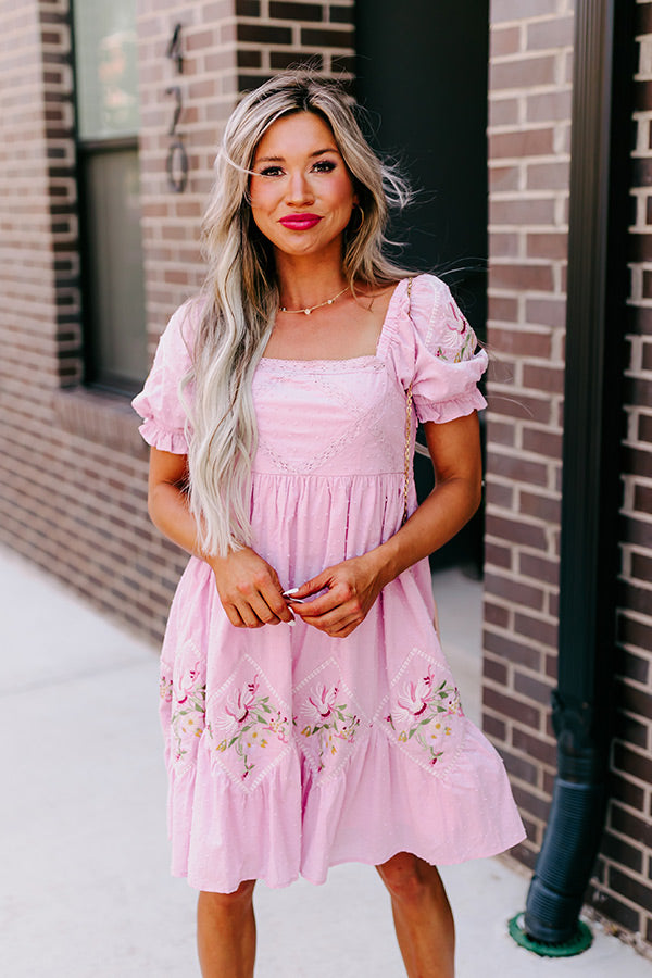 Feeling At Home Embroidered Dress In Violet
