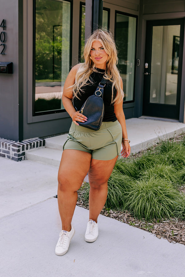 Strive For Greatness High Waist Shorts In Olive