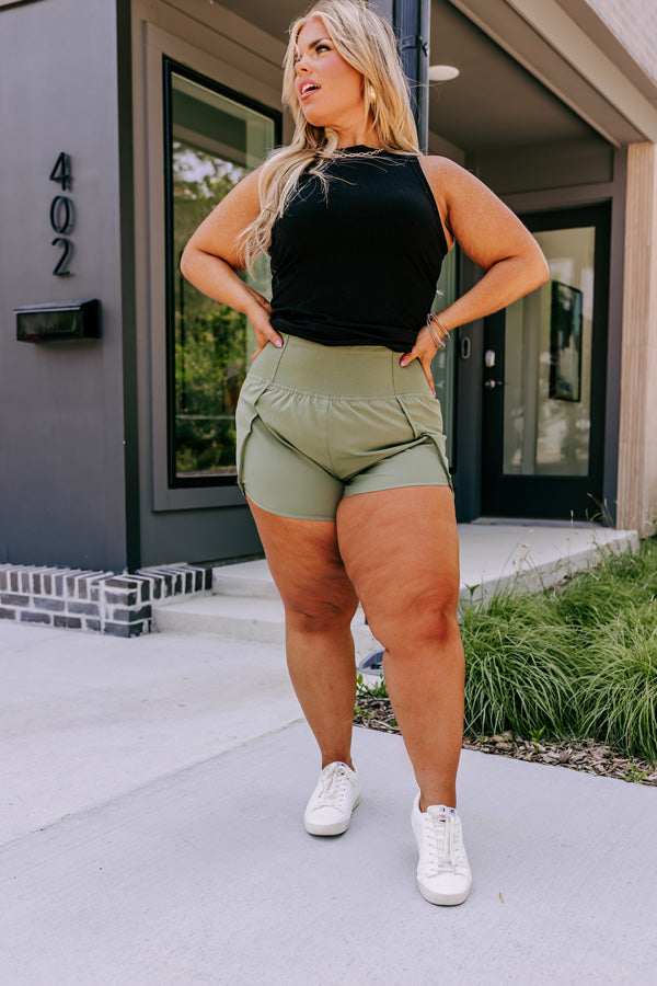 Strive For Greatness High Waist Shorts In Olive