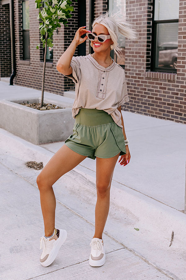 Strive For Greatness High Waist Shorts In Olive