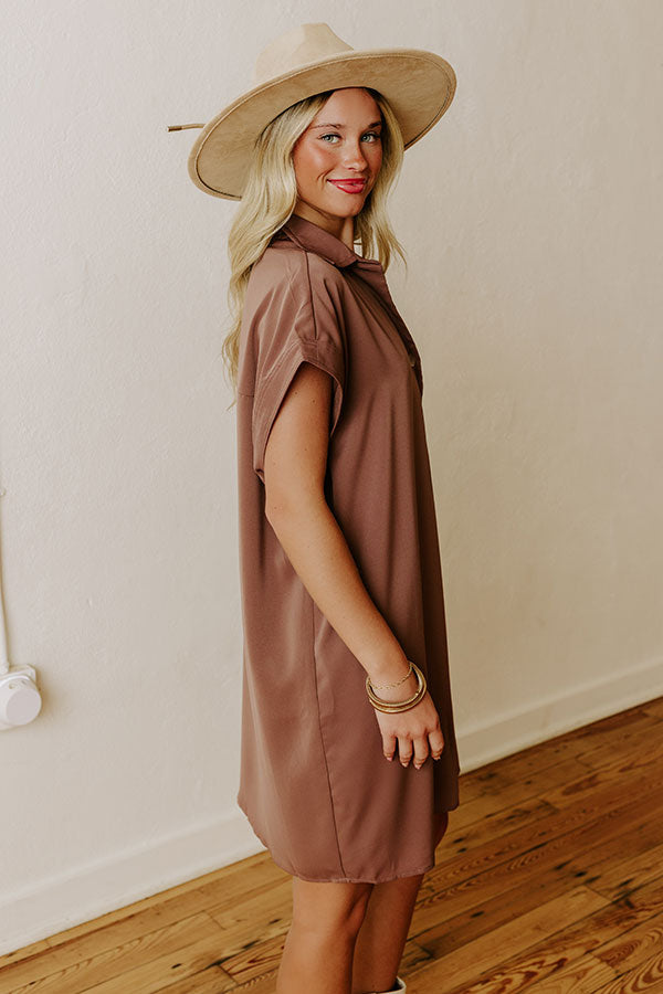 Effortless Radiance Shift Dress in Hazelnut