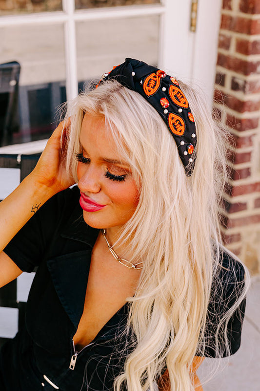 Team Spirit Embellished Headband In Black