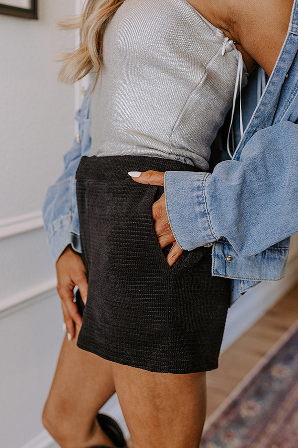 Halftime Happy Hour High Waist Shorts in Black