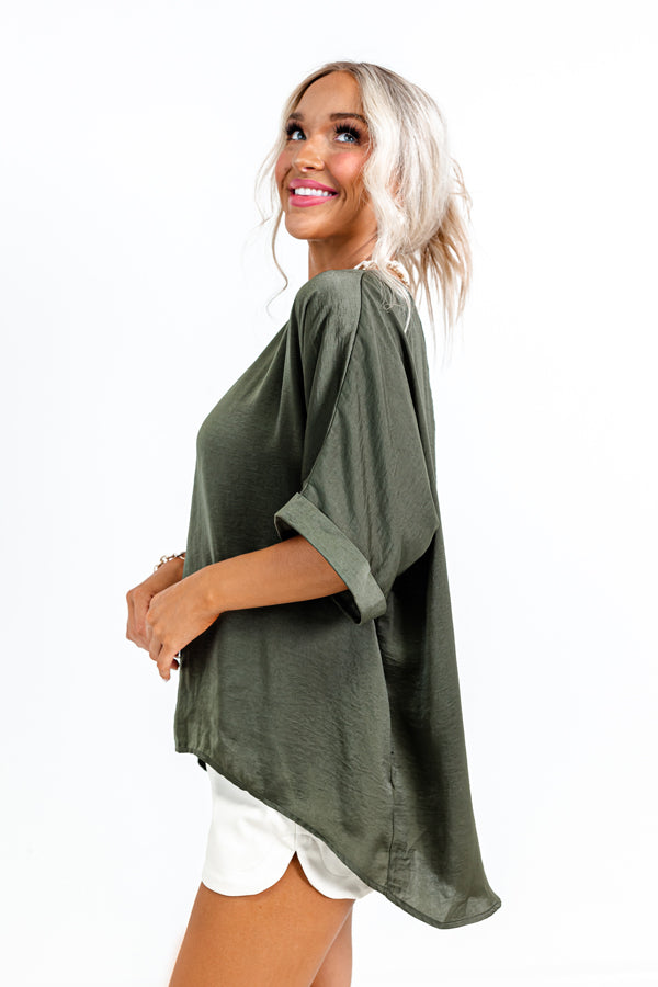 Chic Enterprise Shift Top In Olive