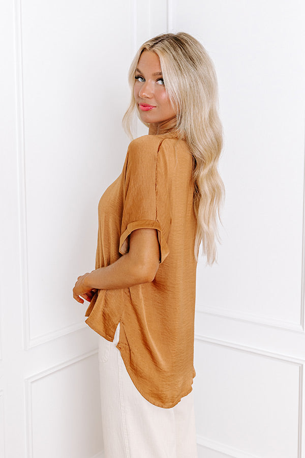 Stylish Setting Shift Top in Camel