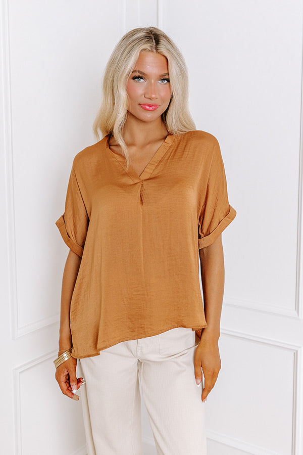 Stylish Setting Shift Top in Camel