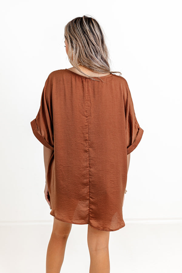 Chic Enterprise Shift Top In Brown