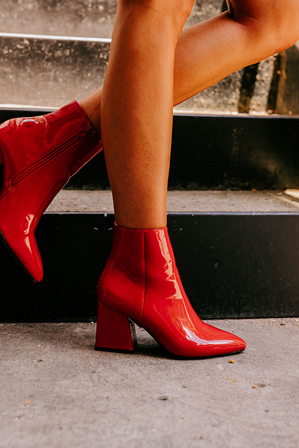 The Rowe Patent Bootie In Red