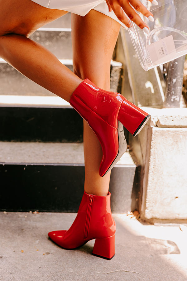 The Rowe Patent Bootie In Red